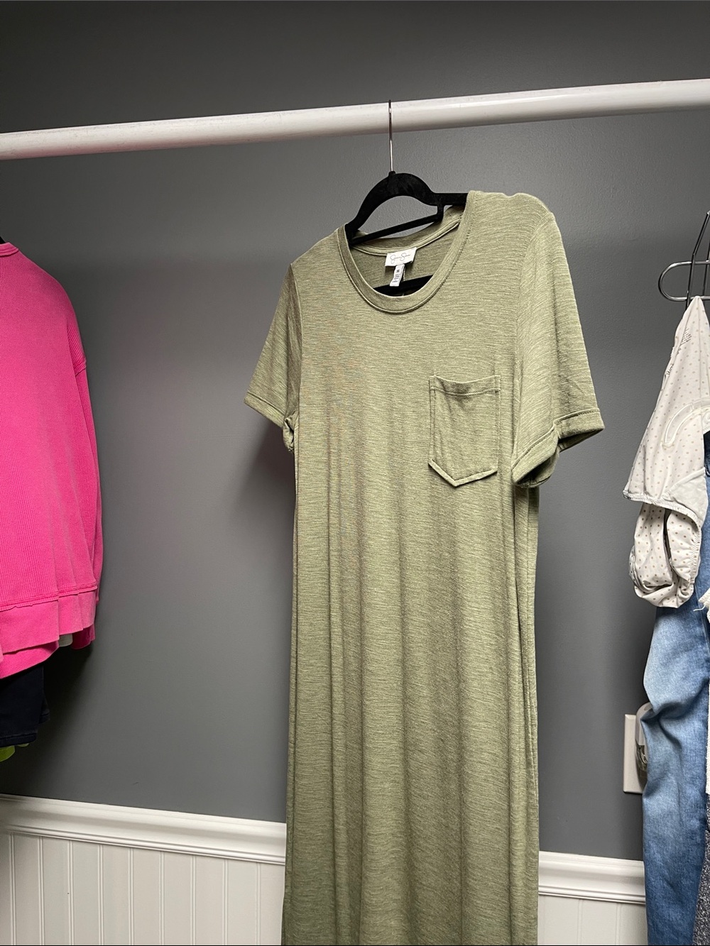 Jessica Simpson Olive Green Maxi T-Shirt Dress